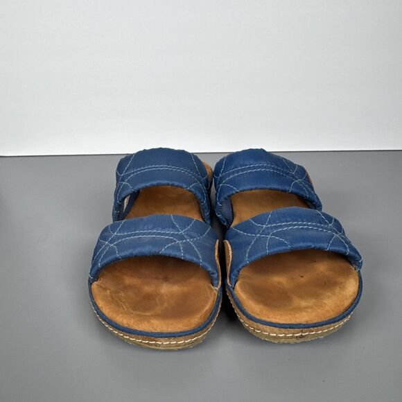 ACORN Comfort On Earth Soft Fabric‎ & Leather Double Strap Slide Sandals Size W6 - Picture 2 of 12